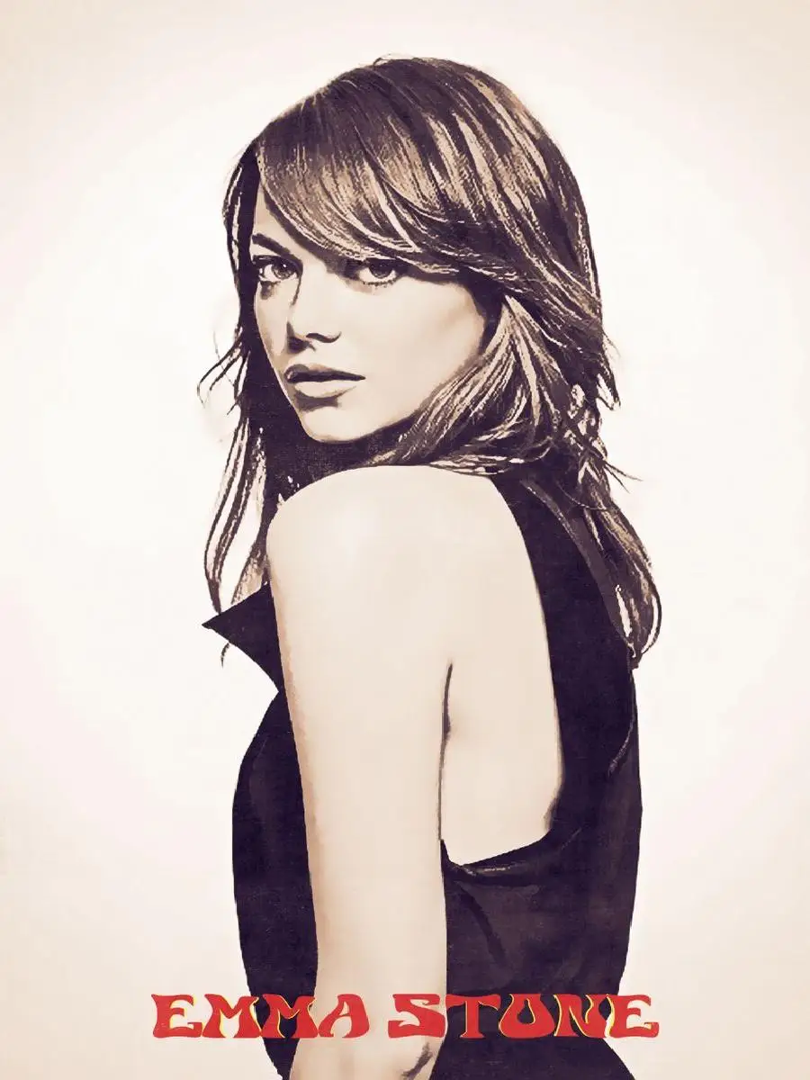 إيما ستون طباعة ملصق عتيق ، تصميم داخلي ، مجموعة ديكور حائط كلاسيكية