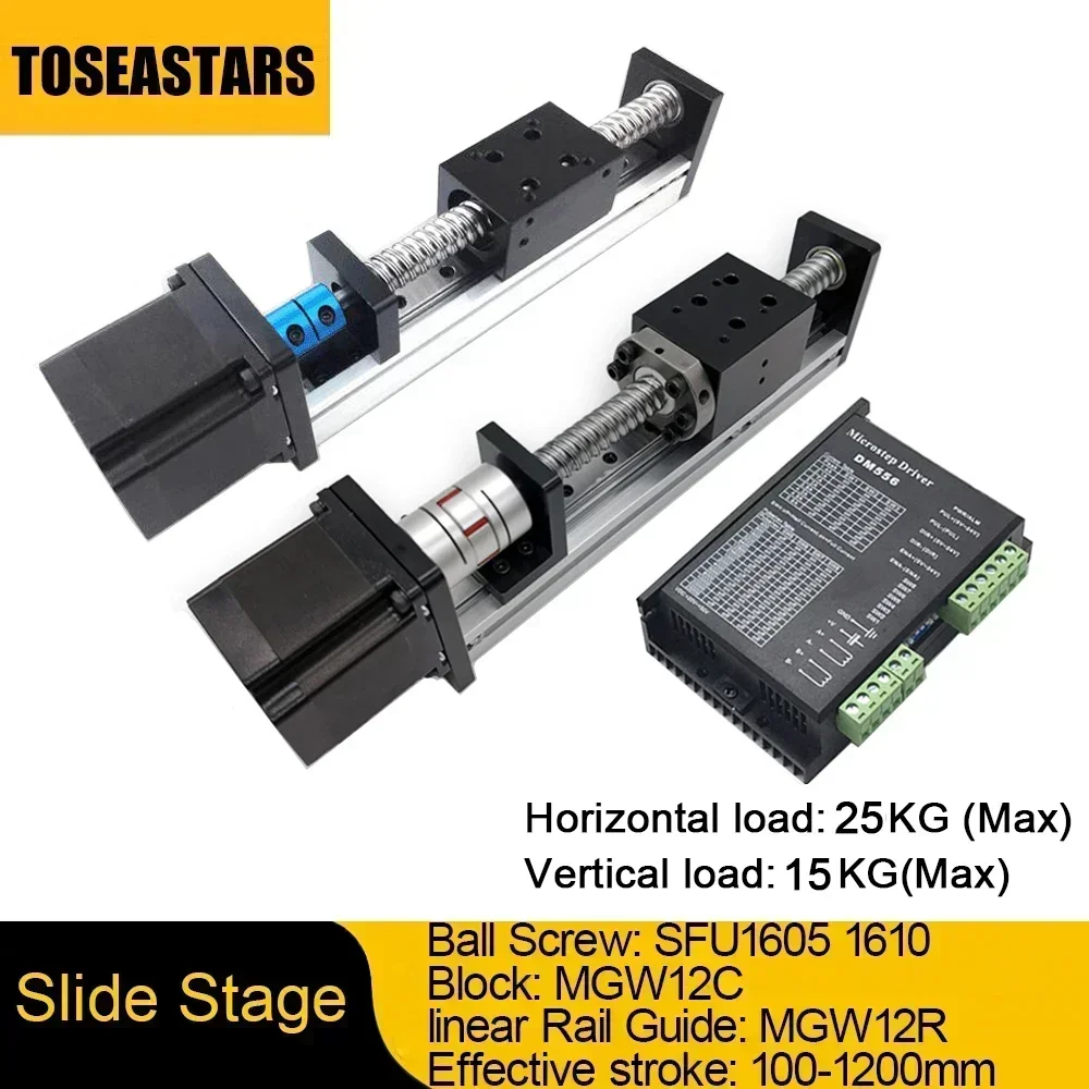 XYZ Axis Linear Guide Rail Slide Stage linear Stage 42mm Width Ball Screw SFU1605 1610 50-1200mm Stroke Nema 23 Stepper Motor