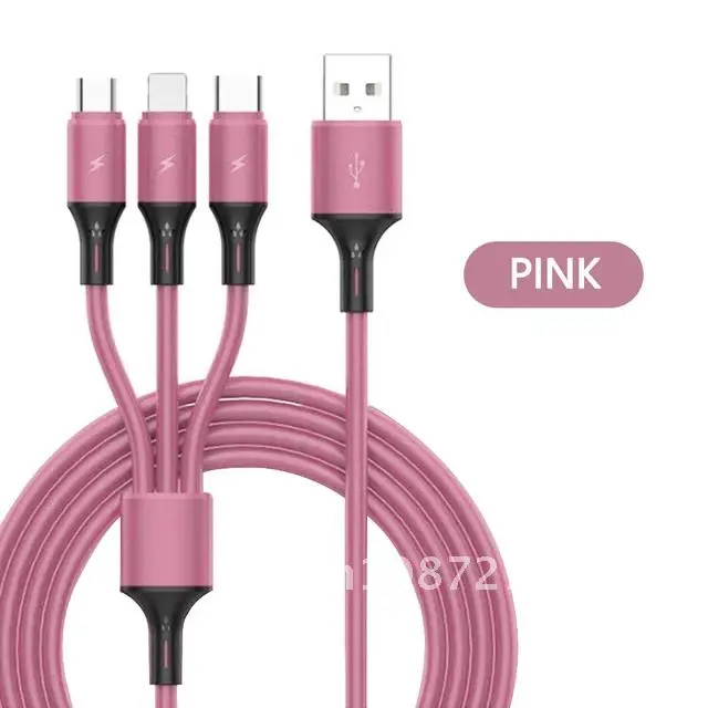 

5A Fast Charging Data Cord Liquid Silicone Skin Cable Micro USB Type C Phone Charger For iPhone 11 12 13 Pro Max Xiaomi 9T 3 in1