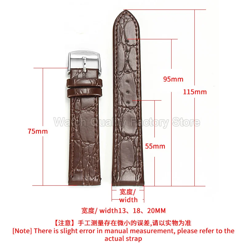 For LongineMaster Collection La Grande Classique Elegant Presence Crocodile Grain Leather Watchband Scratch‑resistant Flexible