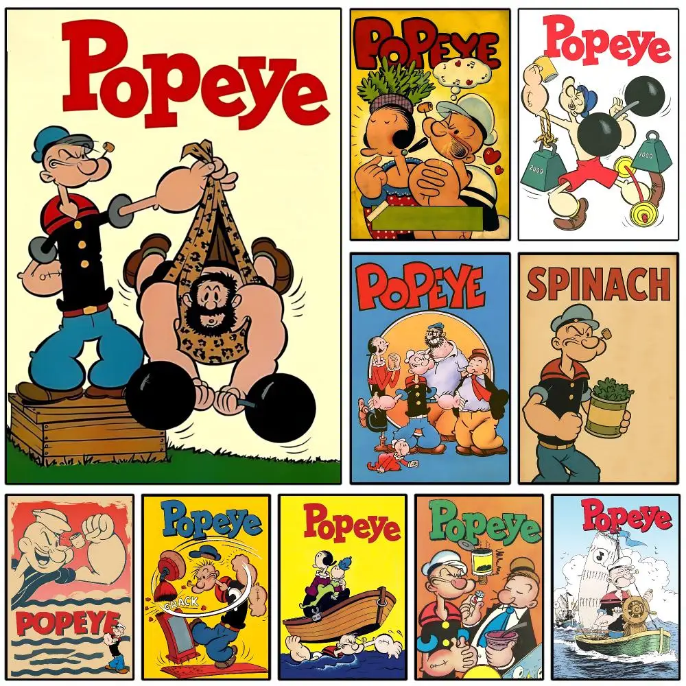Best Seller Cartoon P-Popeye Painting Calligraphy Canvas Wall Art Living Room Bedroom Hallway ClearyPrint&Gift