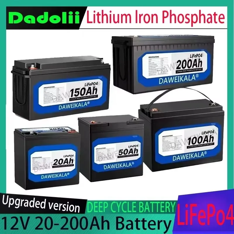 

2025 New Solar Boat LiFePO4 Battery 12V 20Ah-200Ah | Built-in BMS Lithium Iron Phosphate Battery Pack | Waterproof & Lightweight