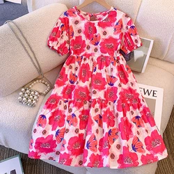 Cute Baby Kids Floral Dresses for Girls Clothes Summer Flower Princess Costumes Cotton Short Sleeve Dress Children Party Outfits