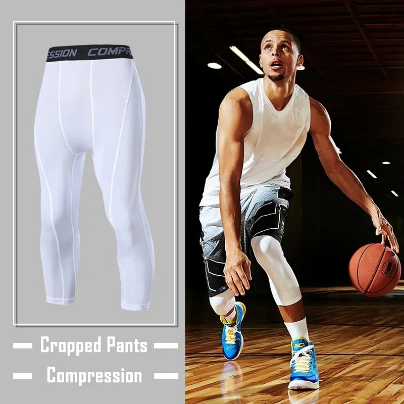 Collants de sport de course pour hommes, leggings de compression courts, pantalons de basket-ball, salle de sport, fitness, sport, homme athlétique, fjgely