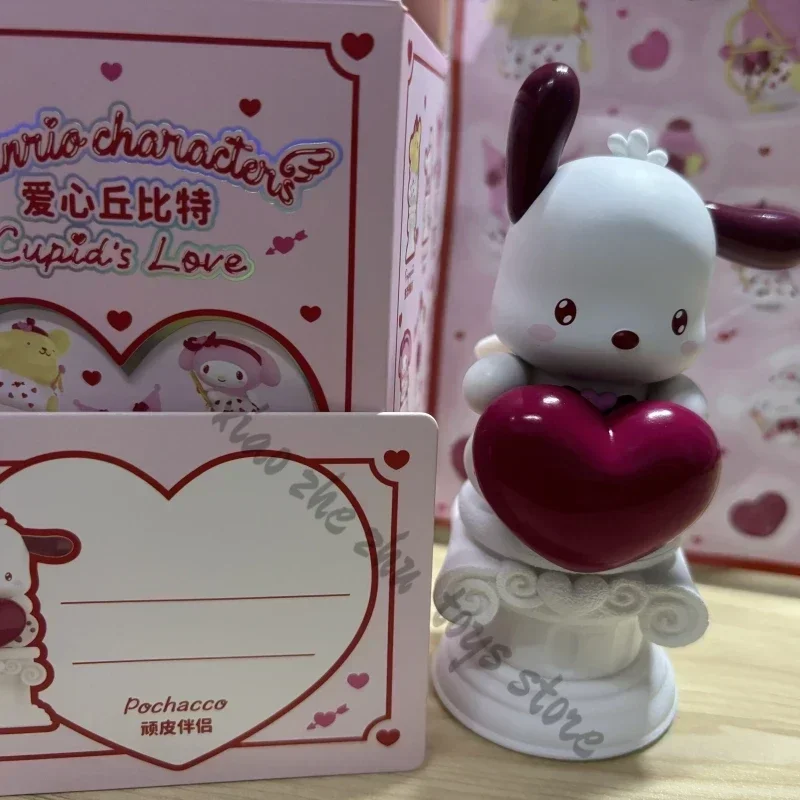 Sanrio Family Love Cupid 520 Limited Blind Box, juguetes de moda, lindo Pochacco Kuromi Mystery Box, modelo de decoración de dibujos animados, colecciona regalo