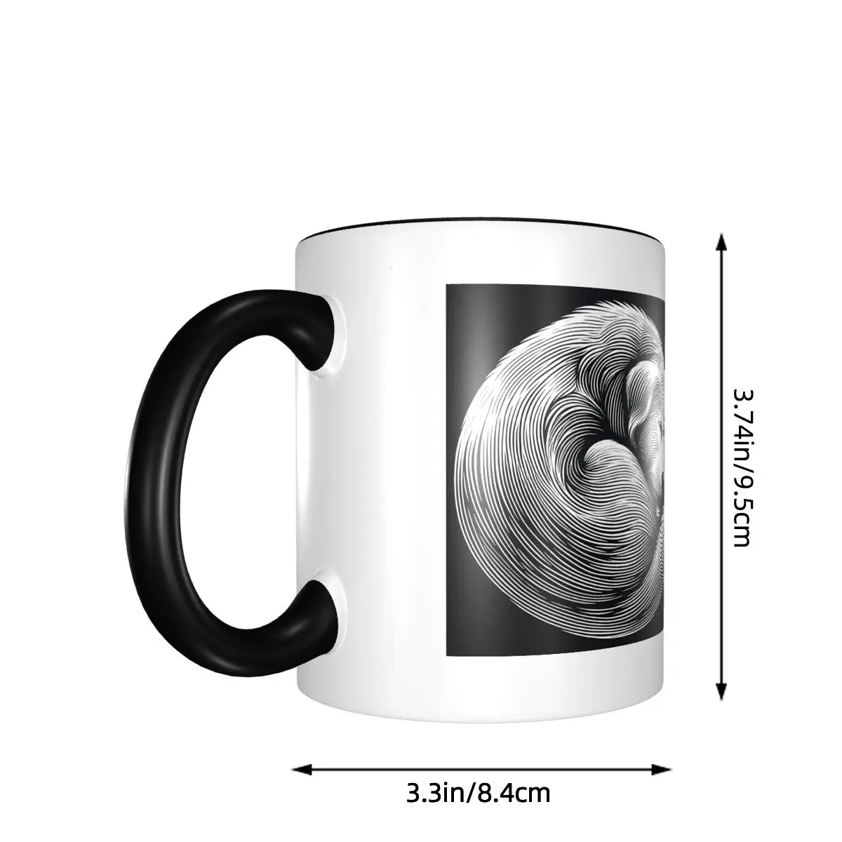 Minimal Dog Line Art Wall Art Sleeping Curled Up Donut Mug Ceramic Coffee Cups Tea Mugs Milk Cup Drinkware Gift for Friends