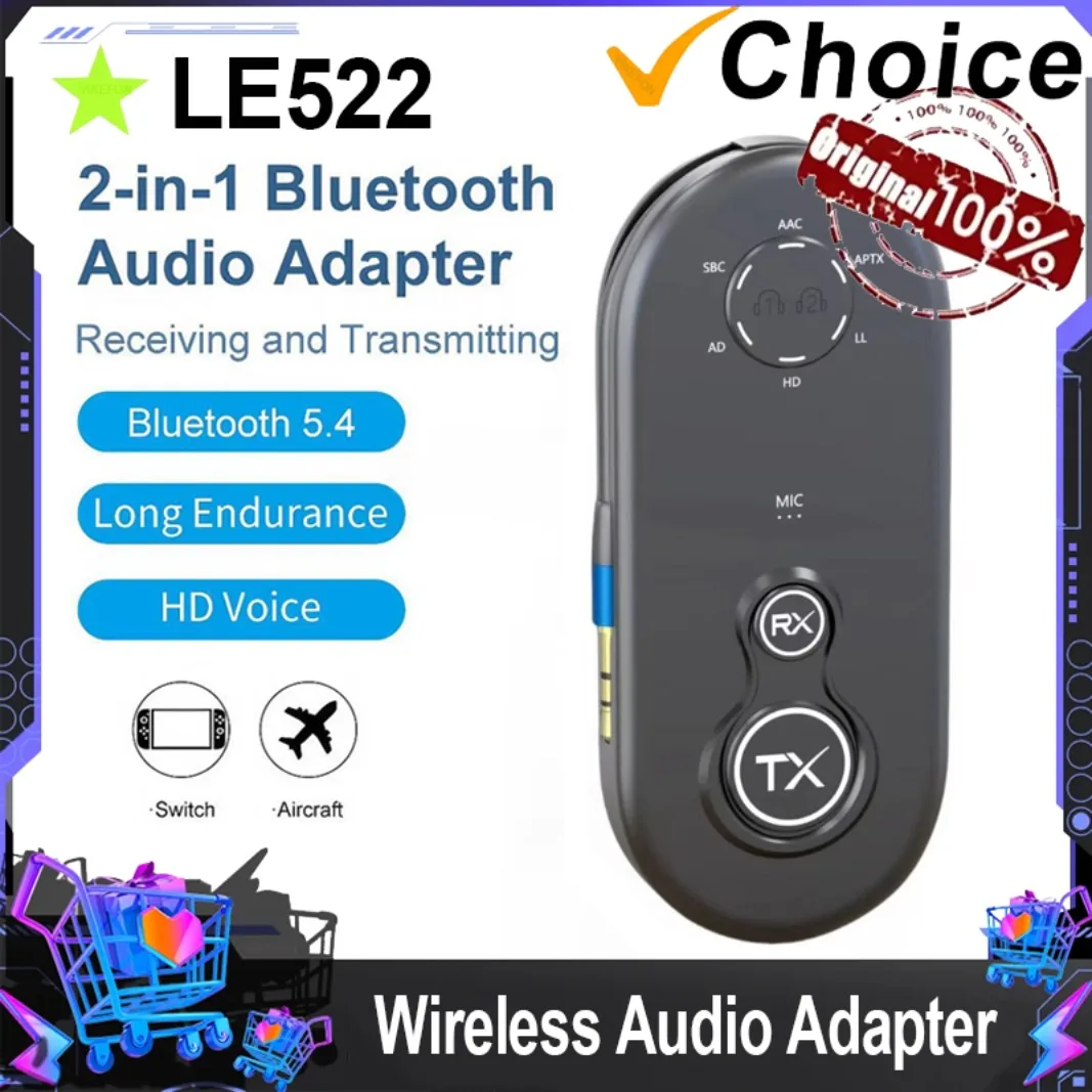 

Bluetooth 5.4 Transmitter Receiver Adapter 3.5mm AUX RCA Jack for Car Speakers Audio Music Receiver Support Aptx AAC SBC HD LL