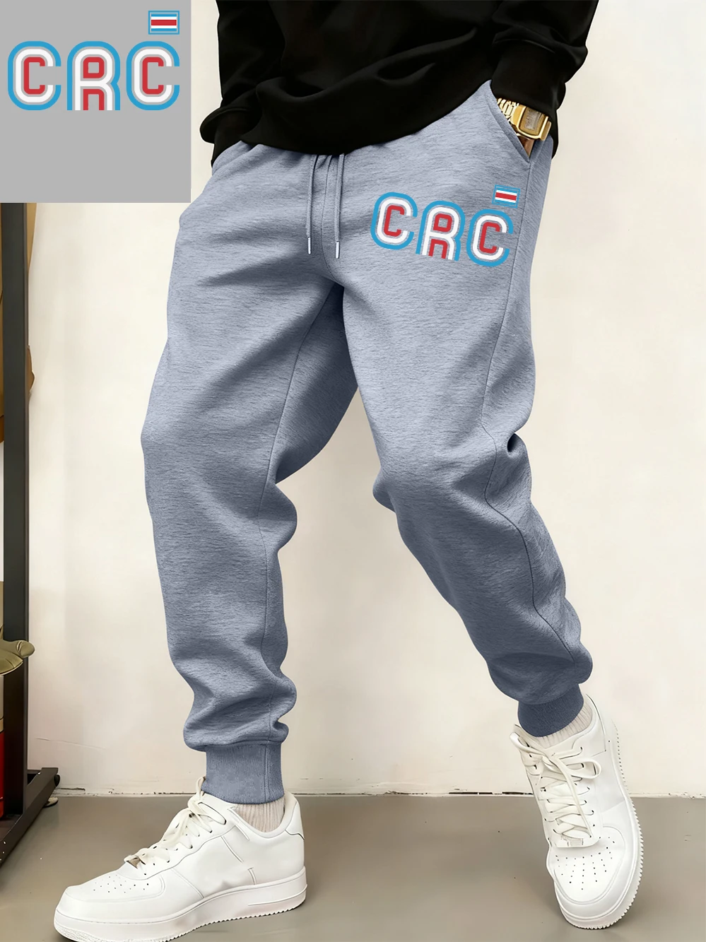 

Crc Costa Rica Flag Prints Sweatpants Mens Winter Pocket Jogger Pants Basics Fleece Warm Loose Trousers Casual Male Sportswear