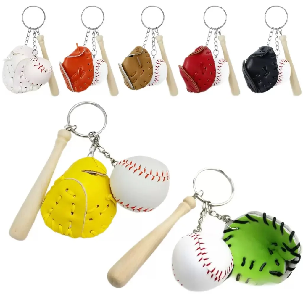 2CM Baseball Keychain 3Pcs Set Sports Ball Pendant Fashion Car Backpack Ornament Baseball Souvenir Collection Gift Wholesale