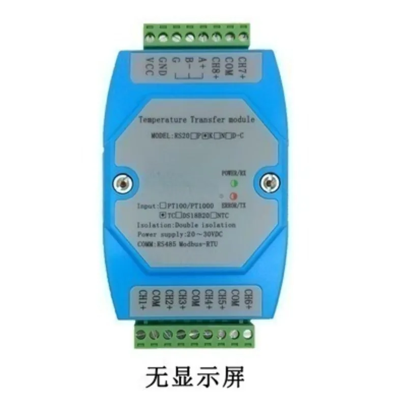 Thermocouple Temperature Transmitter Module MODBUS-RTU Protocol RS485 Communication 8-Channel Temperature Collector