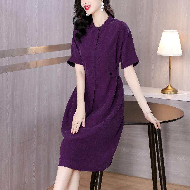 Verão de luxo jacquard seda cetim vestido longo feminino coreano vintage hepburn camisa vestido 2025 elegante bodycon bandagem vestido de baile