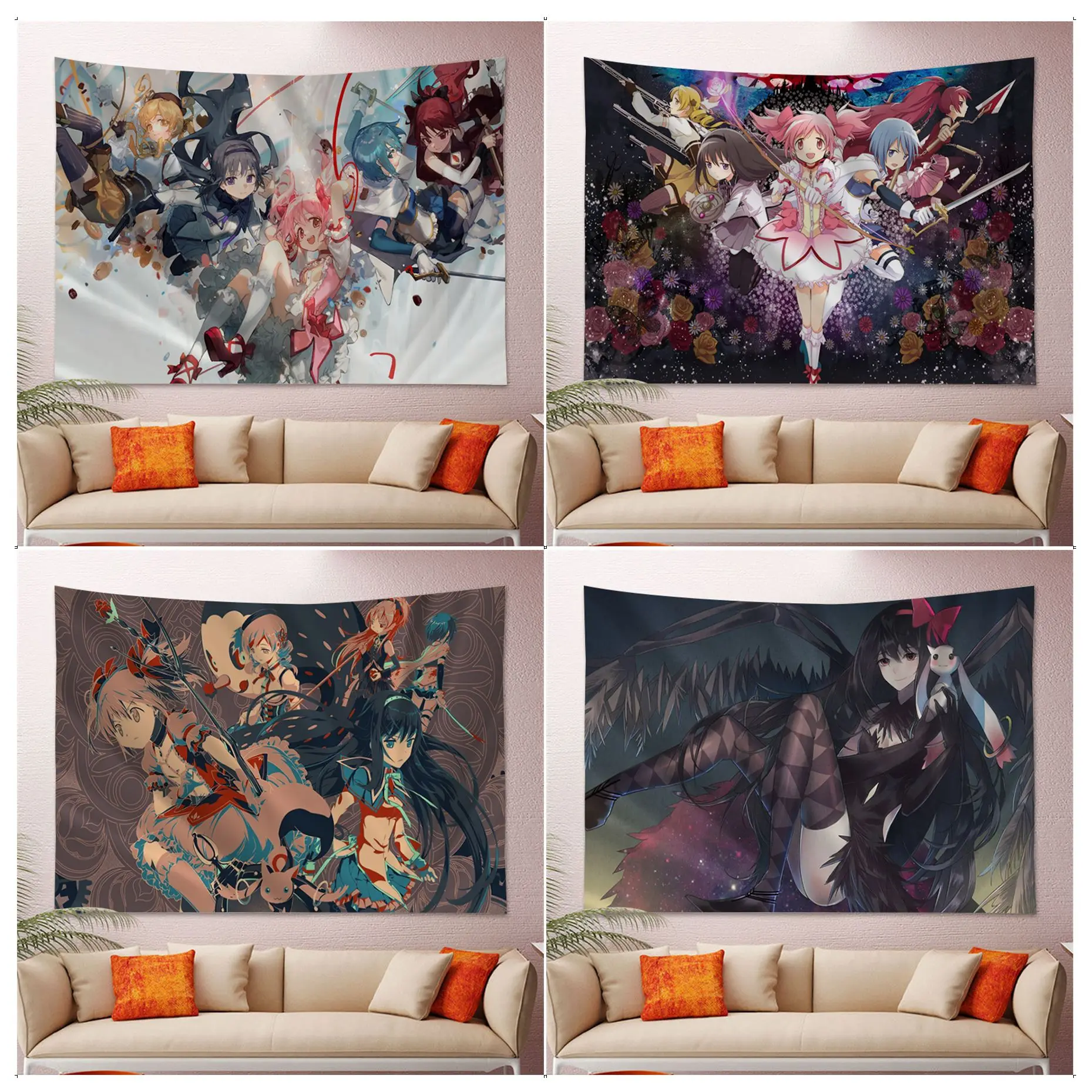 Madoka Magica Hanging Bohemian Tapestry Wall Hanging Decoration Household Japanese Tapestry