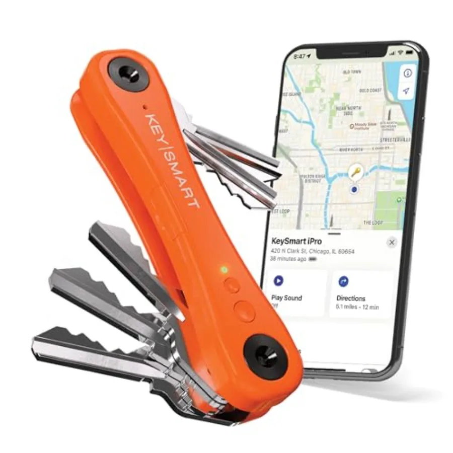 

KeySmart iPro - Key Finder Locator with Sound, Keychain Key Holder, Apple Find My App Compatible, Key Organizer, Compact Clutte