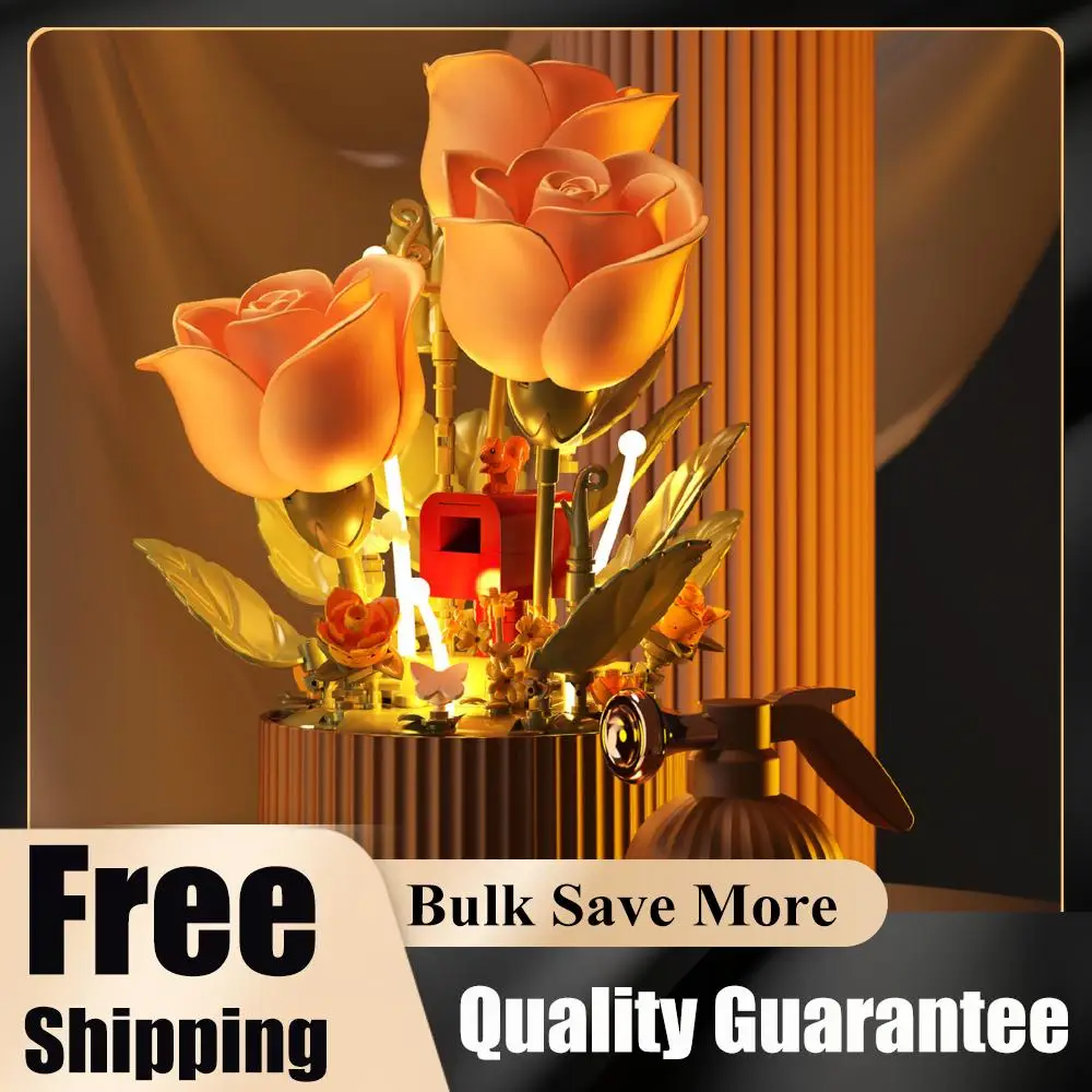 

Dynamic Building Block Bouquet Atmosphere Light Aromatherapy Night Light Model Assembly Preserved Flowers Valentine's Day Gift
