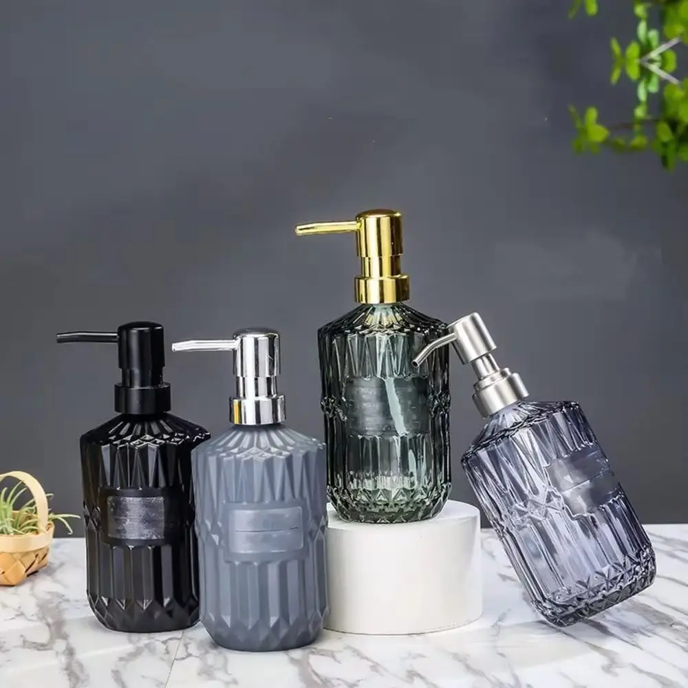 

New 450ml Shampoo Lotion Bottle Glass Refillable Manual Soap Dispenser Shower Gel Container Nordic Style Hand Sanitizer Bottle