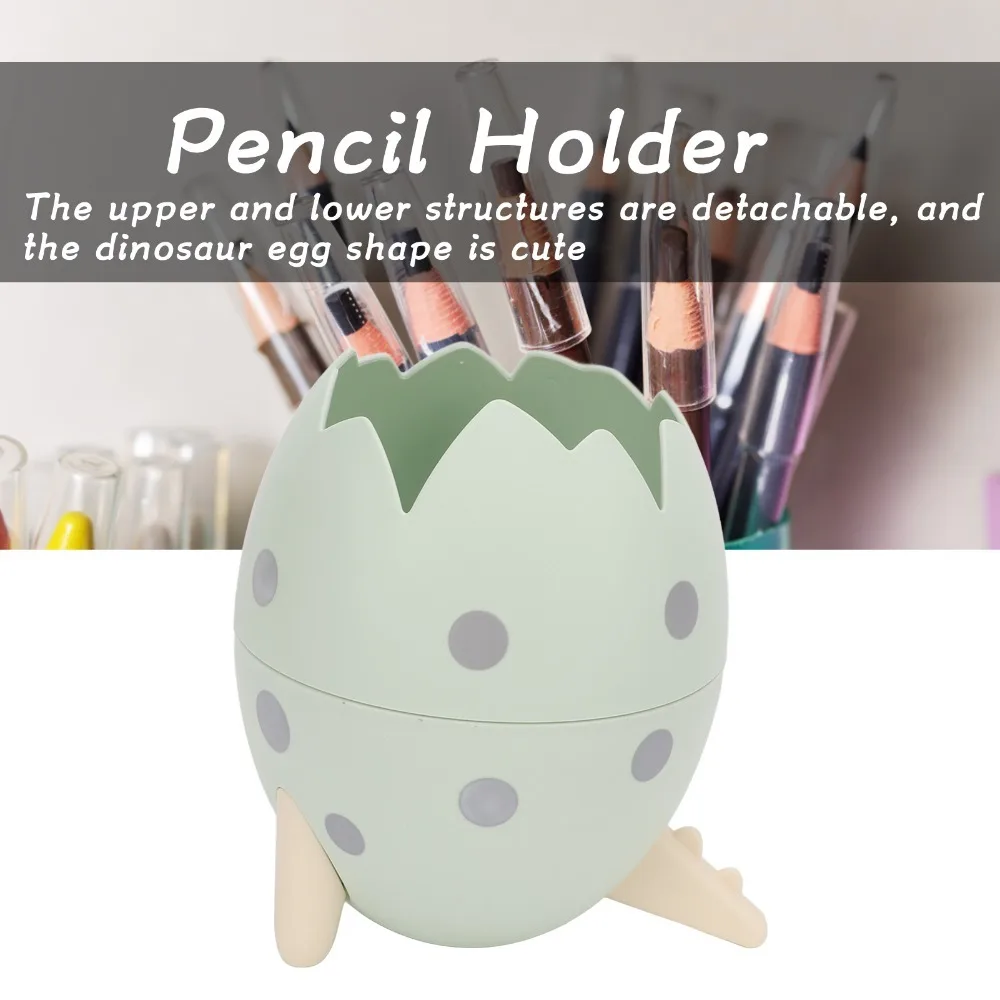 Egg Shaped Dinosaur Egg Pen Holder Detachable Structure Smooth Surface Desktop Storage Bucket Round Opening Large Capacity