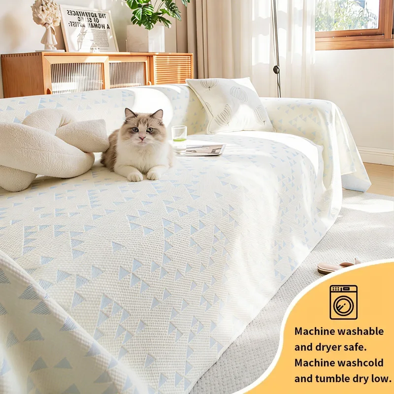 

1PC-Triangle patterned sofa towel, contemporary geometric style sofa towel, indoor sofa dust-proof sofa towel