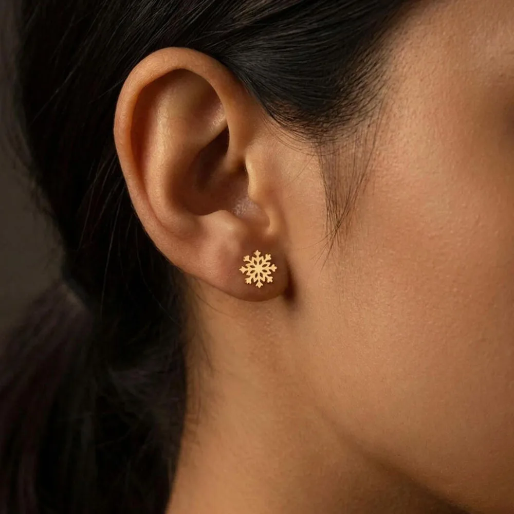 Golden Snowflake Earrings: Winter Festival Jewelry