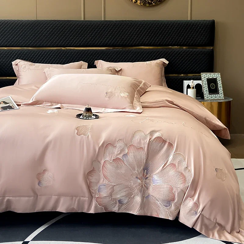 

Luxury summer Comforter bedding set washed satin silk home bed linen Embroidered duvet Quilt cover set Full sheet set Pillowcase