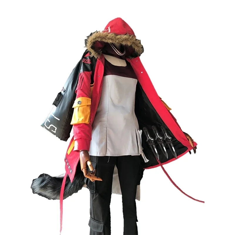 Game Arknights Project Red Cosplay Costume Rhodes Island Jacket Coat Battle Uniform Halloween Outfits Wig Ears and Tail Boots AS