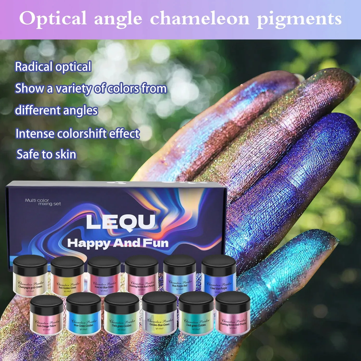 A set of chameleon pink nail chrome powder pigment DIY epoxy resin mold dye nail glitter powder nail DIY mica powder pigment