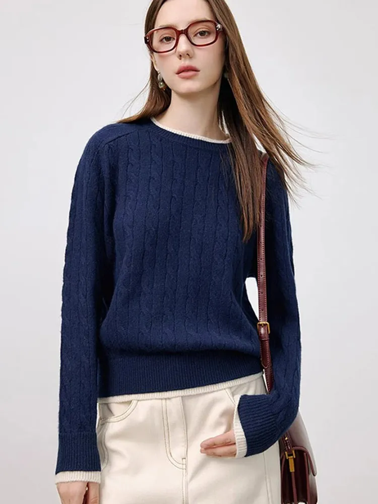 Comodo maglione lavorato a maglia di lana Falso in due pezzi Casual rotondo Ne Long Sve Autunno Inverno Versatile Ele Top Fas da donna...