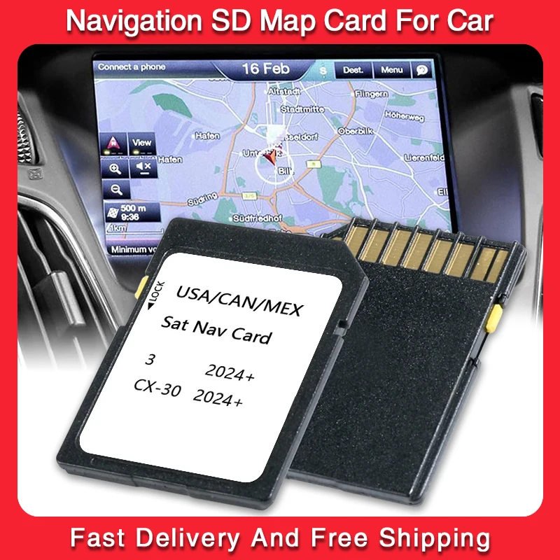 SD Card Sat Nav for Mazda 3 CX-30 Vehicle 2024 GPS USA / Canada / Mexico Maps Update Latest GPS Data Navigation Software