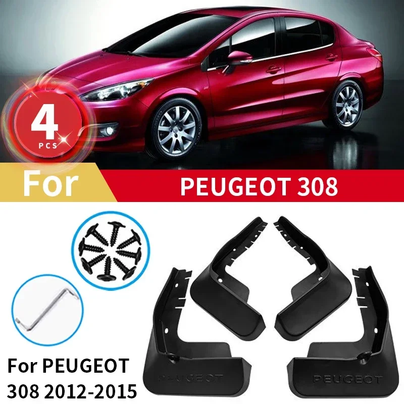 

For Peugeot 308 Mud Flaps 2016 2017 2018 2019 2012-2021 Rear Front Mudguard 2015 Mudflaps Wheel Fender Car Accessories 4pcs