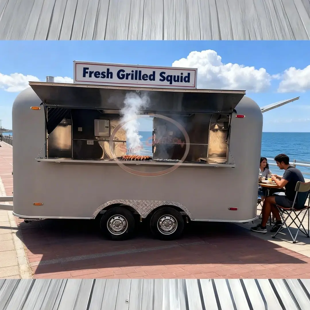 Premium Heavy-Duty Camping Outdoor Food Trailer Multi-Functional Picnic Supplies Transport Cart Essential for Campground Vending