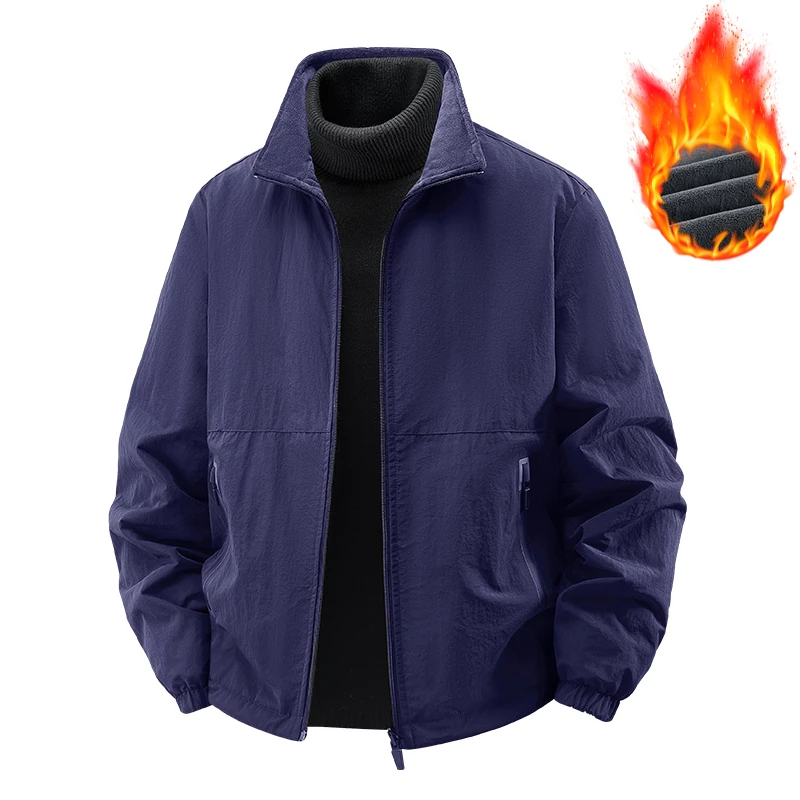 

Cross border high-quality outdoor sports jacket, autumn and winter men's casual double-sided velvet thick jacket, middle-aged an