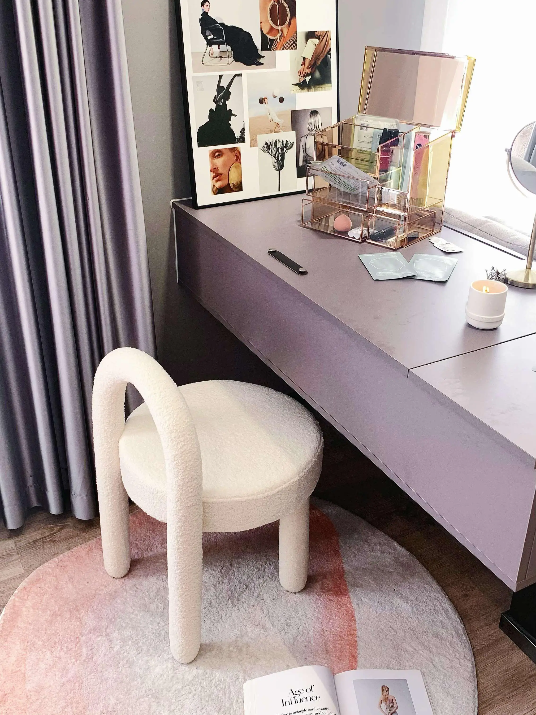 Nordic Cashmere Bedroom Makeup Chair Living Room Furniture Armchair Backrest Dining Chair Cosmetic Relaxing Leisure Chair