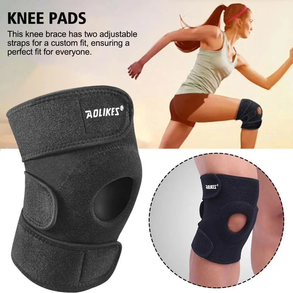 1PCS Adjustable Elastic Knee Support Brace Kneepad Patella Knee Pads Hole Sports Kneepad Safety Guard Strap For Running