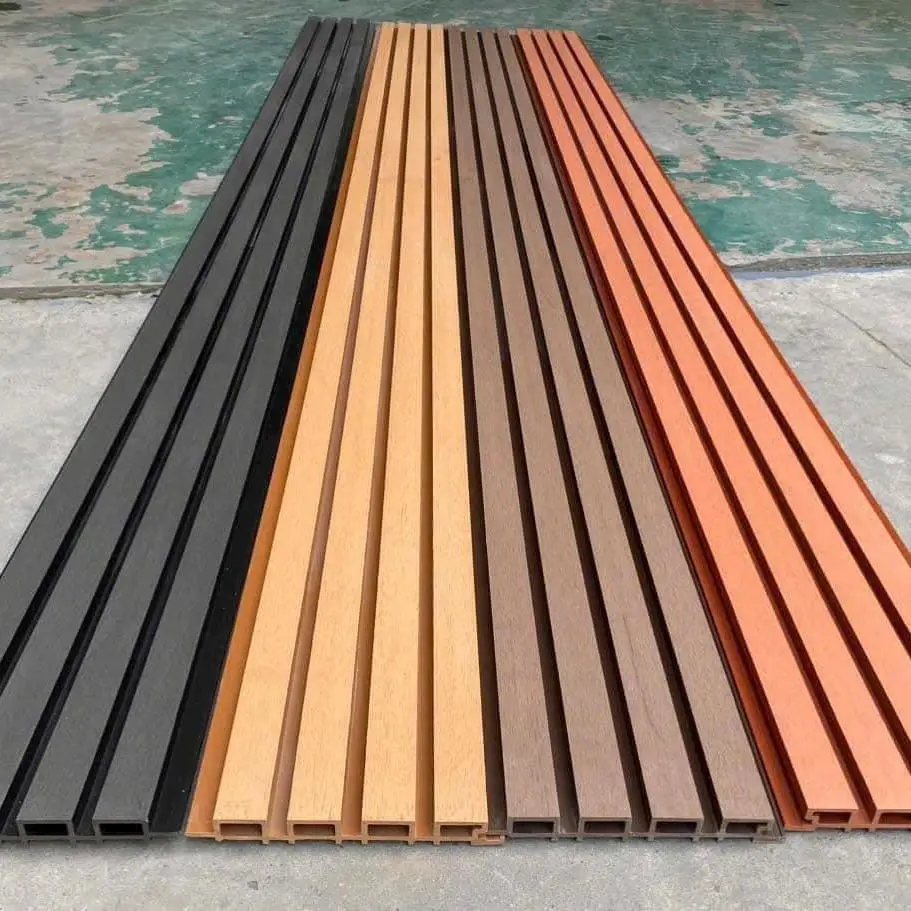 2026 Outdoor Wood Plastic Composite Wall Panels Grooved Exterior Wall Cladding Waterproof and Fire-Retardant WPC Wall Panelsprom