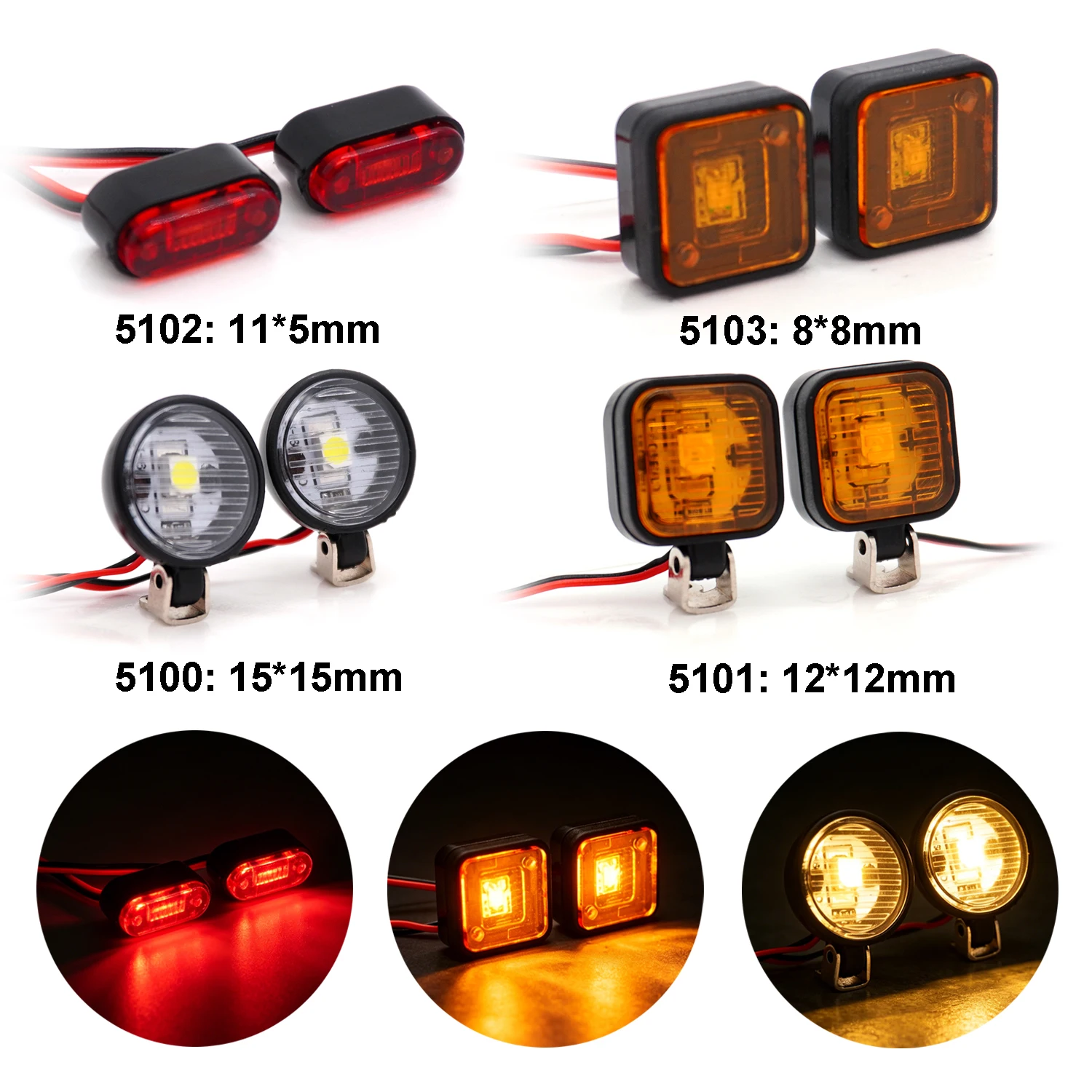 1/14 Tamiya TRX4 SCX10 Defender RC Car Upgrade Accessories LED Clearance Lamp Warning Light For An Realistic Lighting Effect