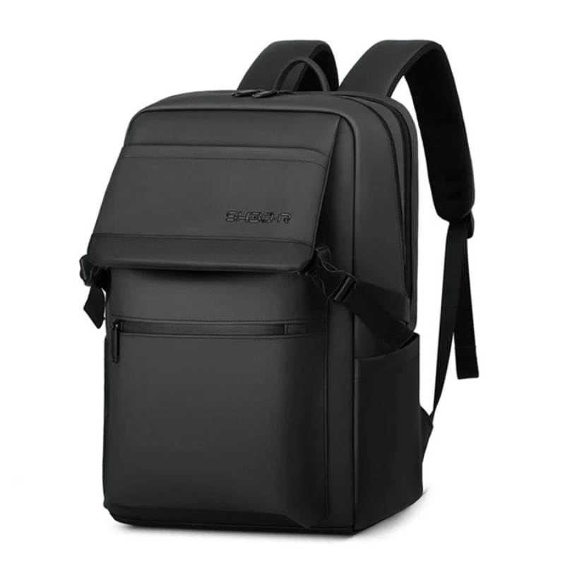 New Men Fashion pu leather Backpack 15.6 inch Multifunctional Waterproof Backpack Daily Travel Bag School Rucksack with Buckle
