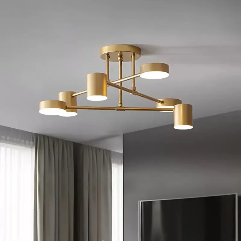 Nordic LED Chandelier Minimalist Iron Gold Ceiling Light For Living Room Bedroom Study Hotel Lobby Illumination Luminaire Lustre