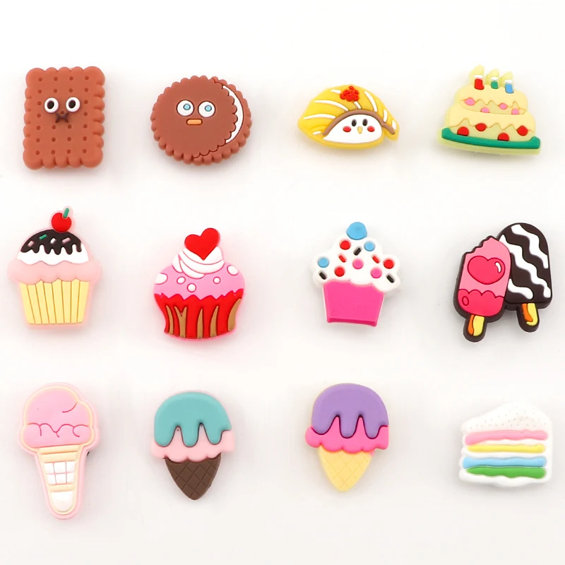 1PCS Ice Cream Shoe Charms for Clog Sandals Summer Decoration Cake Biscuit Shoe Accessories for Men Women Party Favor Gift