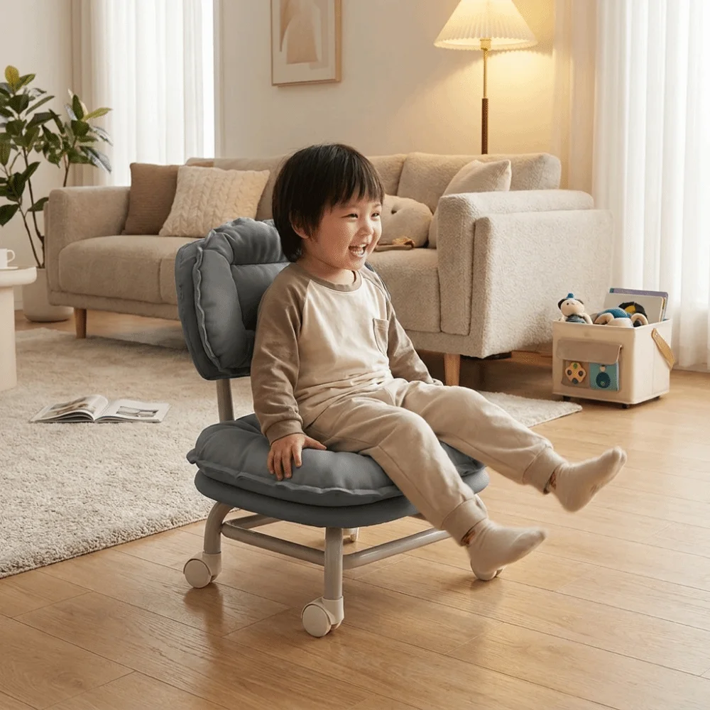 Cloud Shaped Low Stool With Backrest Universal Pulley Rolling Stool 360 Swivel Base Robust Thickened Material