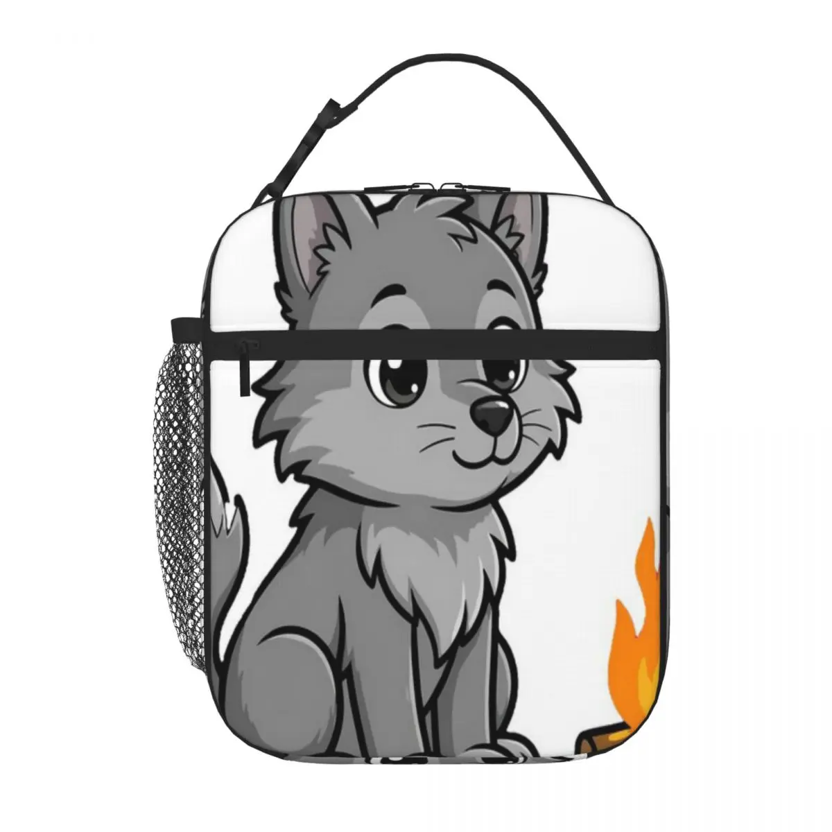 Hot Sale Wolf By Campfire Cute Thermal Food Carrier Short Journey Neoprene Lunch Bag