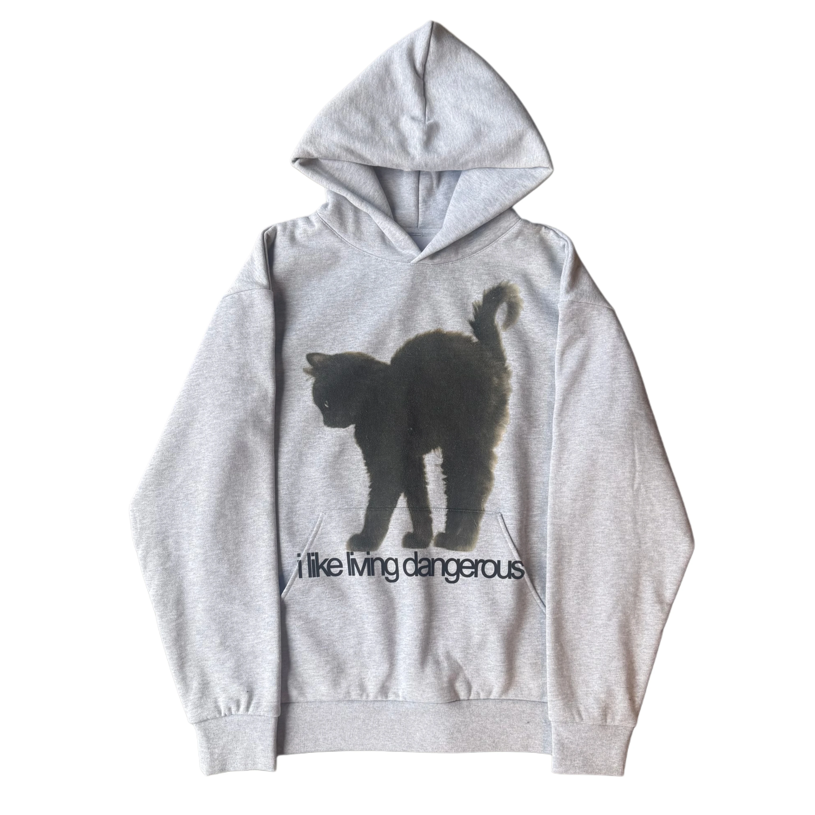 American Trendy Casual Cat Printing Hoodies Y2k Grunge Streetwear Sweatshirt Tops Oversized Hoodie Casual Men Clothing