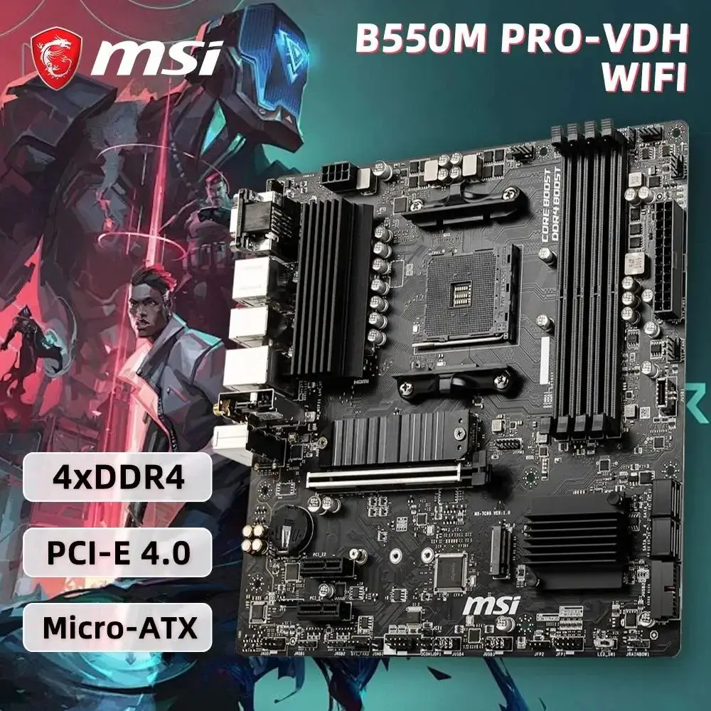 

MSI B550M PRO-VDH WIFI B550 Motherboard Supports Ryzen 5 5600G 5600/Ryzen 7 5700x3d 5800x3d 5700x 5800x 3800x/Ryzen 9 5900 5950x