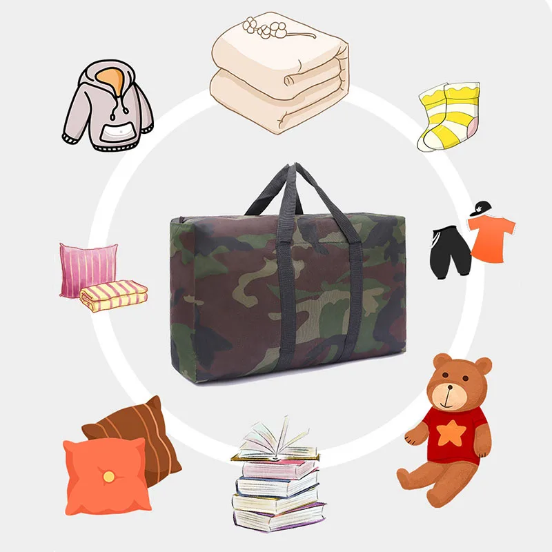 Camouflage Thickened Waterproof Oxford Cloth Move Packing Bag Large Capacity Quilt Storage Bag Travel Tote Carrying Camping Bag