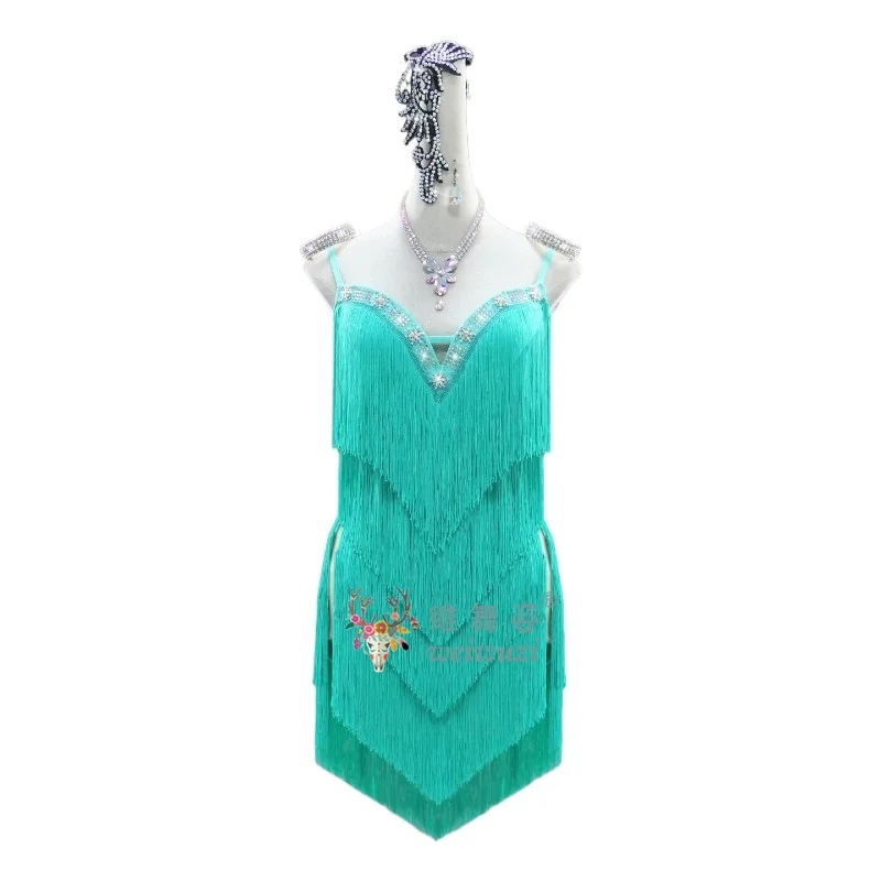 Erwachsenen-Lateintanzkleid für Damen Karneval Sport Fransen-Performancekostüm Sexy Elegante Mädchen Prom Ballroom Tango Samba Tanzkleidung – Detail 1