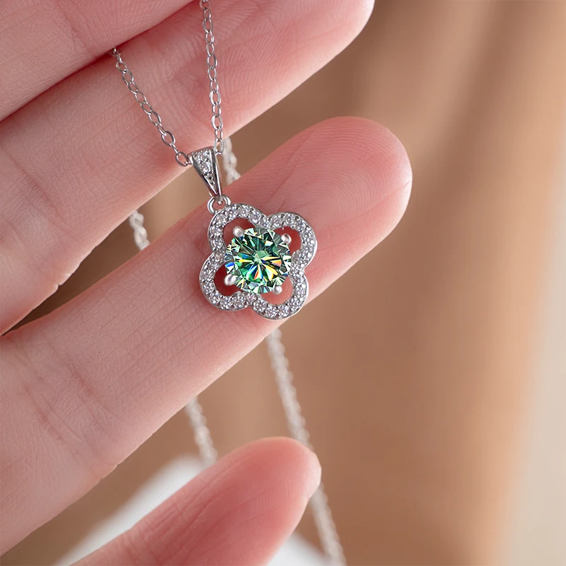 JoyceJelly 1 karatowy prawdziwy Moissanite naszyjnik dla kobiet D kolor 925 srebro Fine Jewelry damski łańcuszek do obojczyka — zdjęcie 4