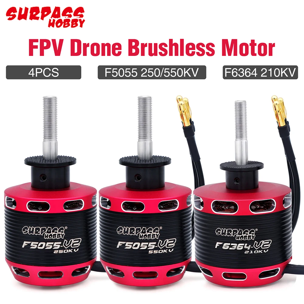 SURPASSHOBBY 4pcs Brushless Motor F5055 250/550KV F6364 210KV for RC Helicopter Fixed-wing Aircraft