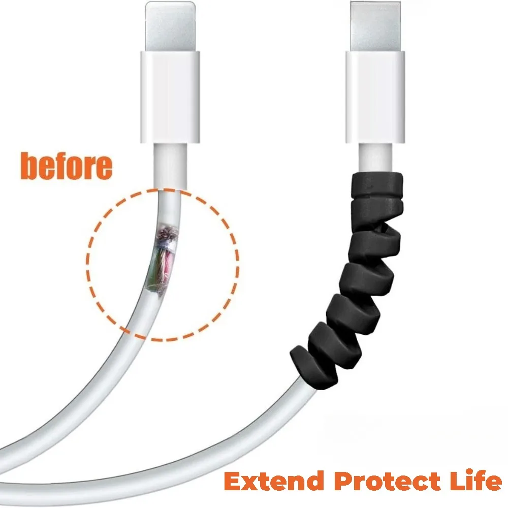 1-12Pcs Cables Protector Flexible Charge Spiral Winder Wire Cable Winder Organizer for IPhone USB Charger Cable Protective Cover image 6