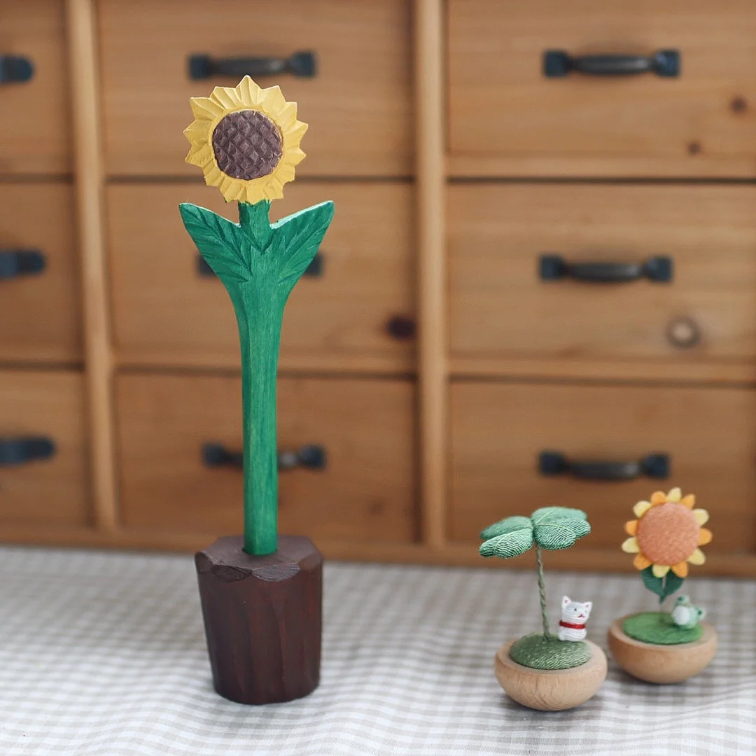 Handmade Wood Carving Suower Creative Ornament Neutral Pen Bla Ink Pen Birthday Gift Der Cute Sle Busin Supplies