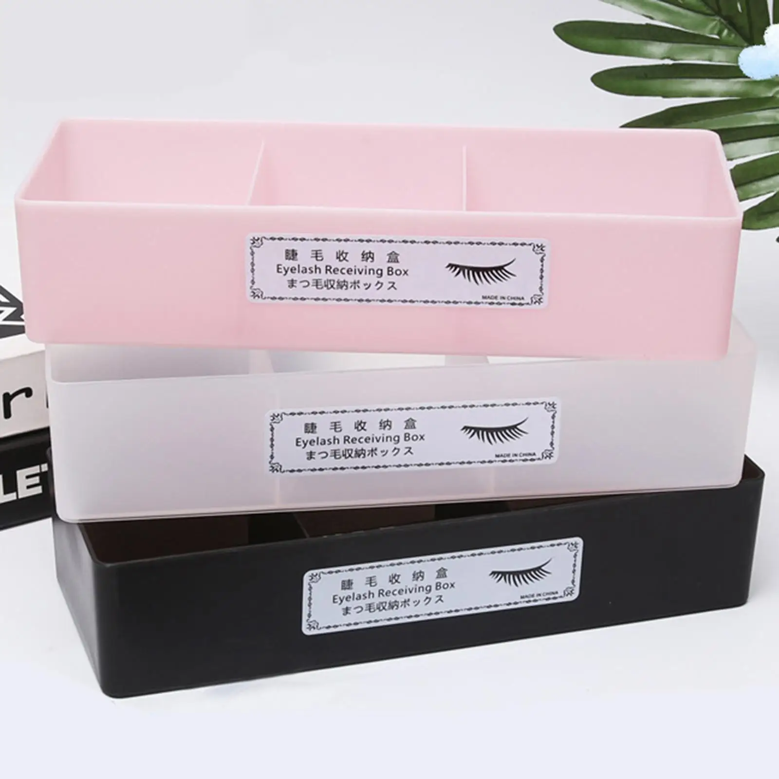 3 Grids Eyelash Storage Box, Makeup Display Container, Eyelashes Holder Case for Grafting, Eyelash Box Extension Tool