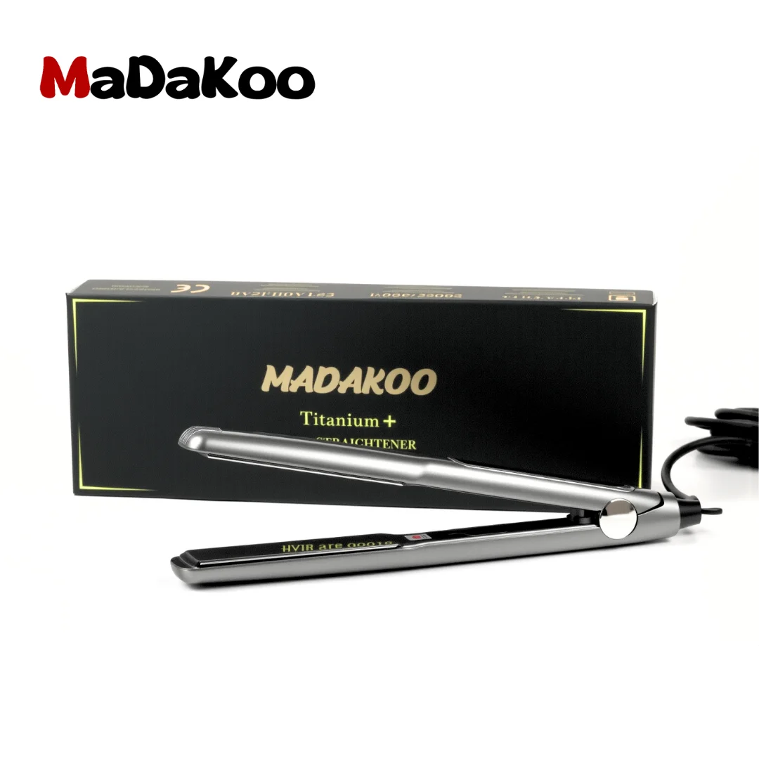 Madakoo Titanium Flat Iron Hair Straightener - 5 Temp Settings up to 480°F for Professional Salon-Quality Straightening