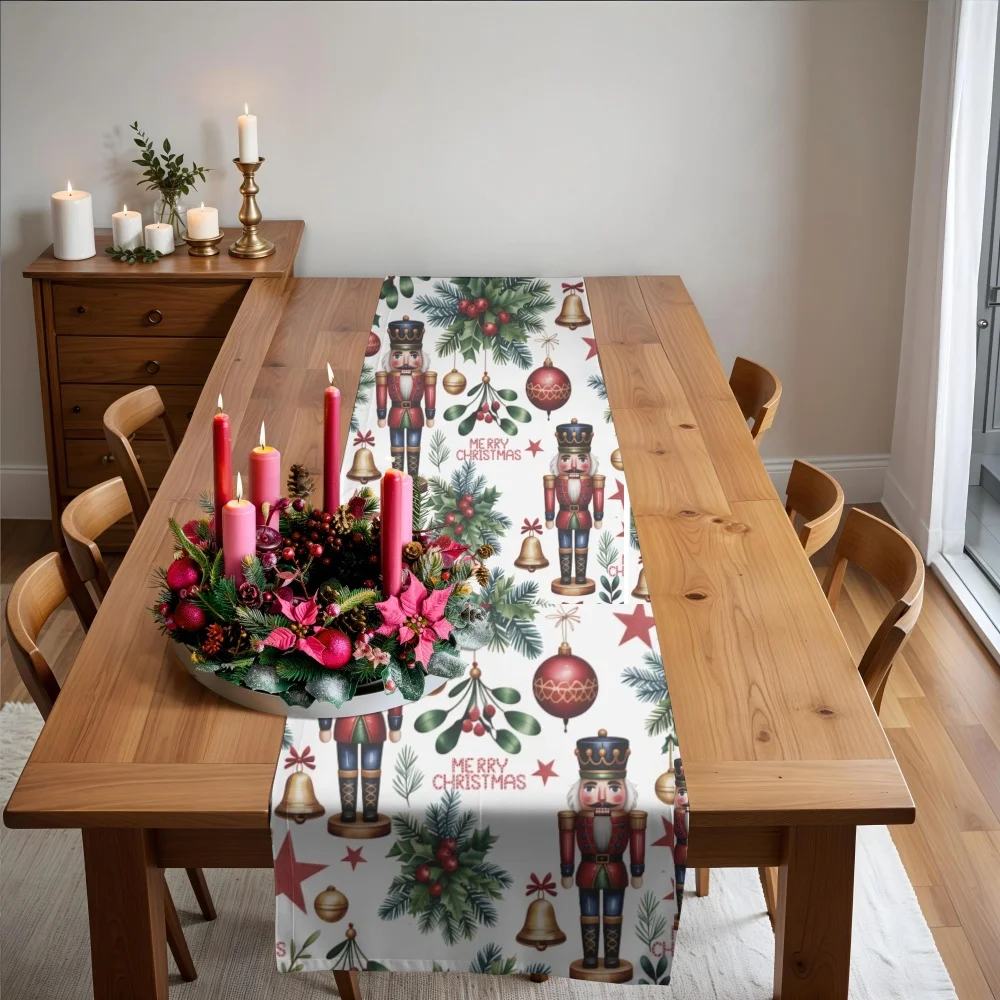 Table Runner Christmas Nutcracker Design, Holiday Decor, Festive Dining,Xmas Table Decoration
